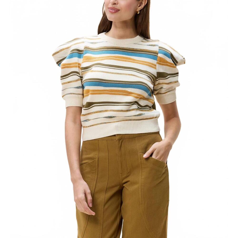 NEW CLEOBELLA rei slip-on sweater in ivory multi